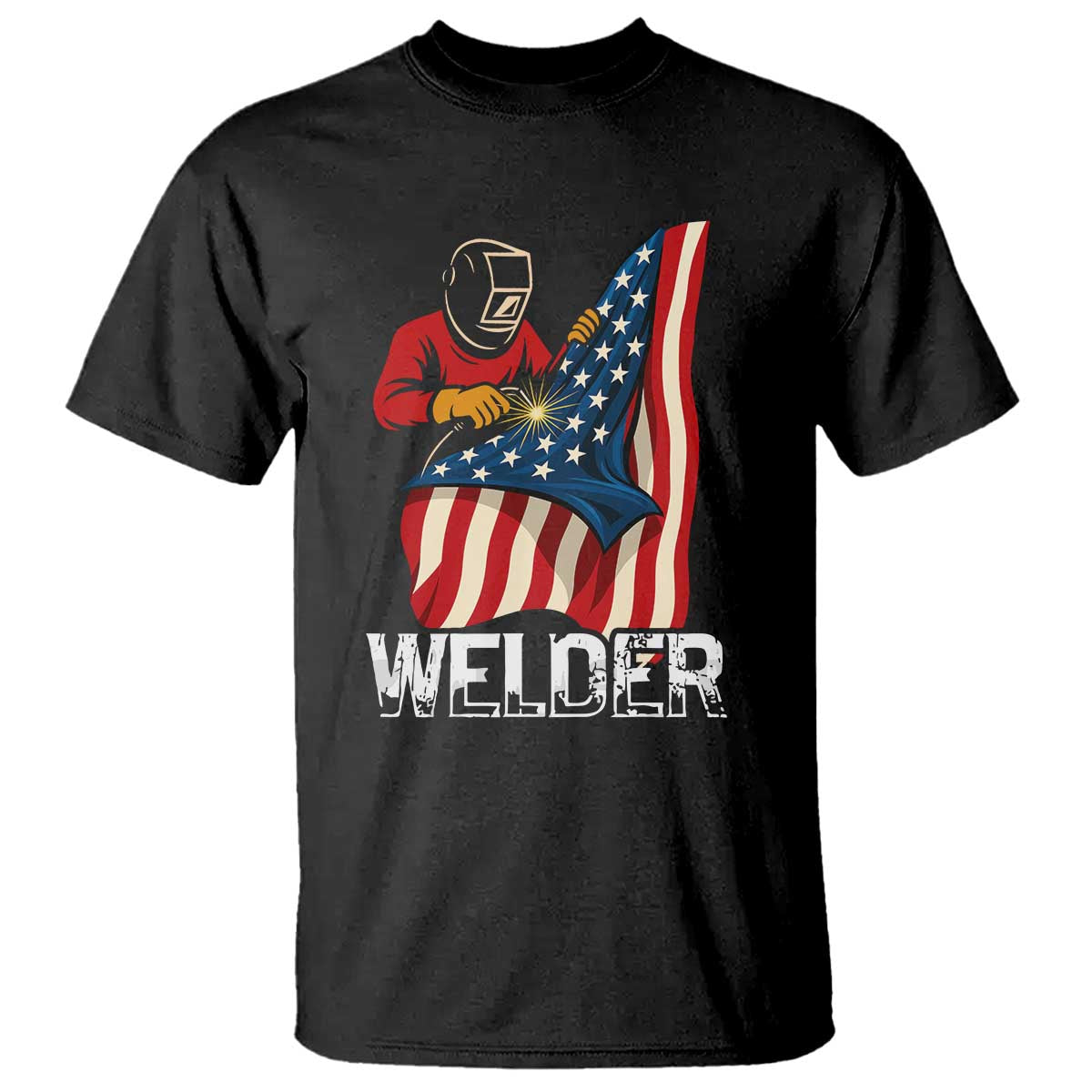 Welder Patriotic American Flag T Shirt - Wonder Print Shop