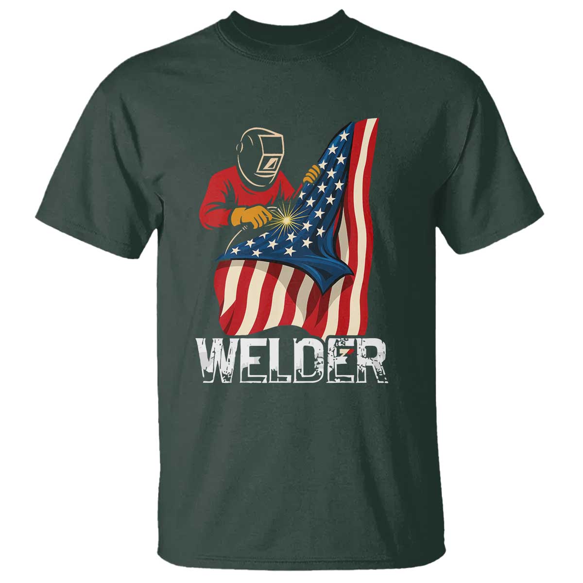 Welder Patriotic American Flag T Shirt - Wonder Print Shop