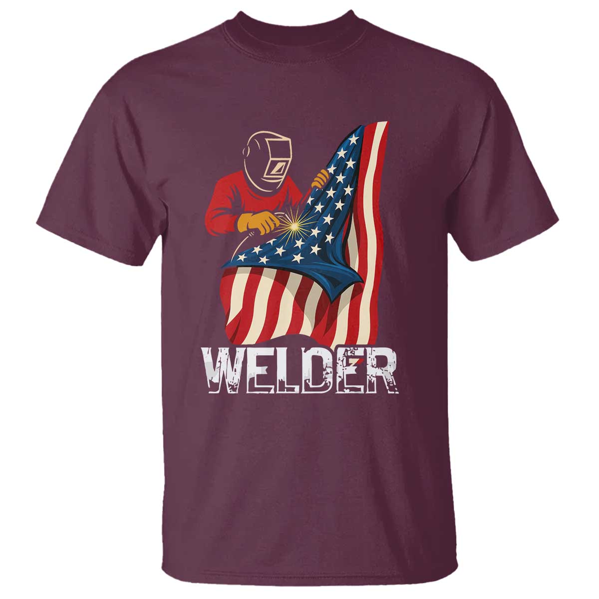 Welder Patriotic American Flag T Shirt - Wonder Print Shop