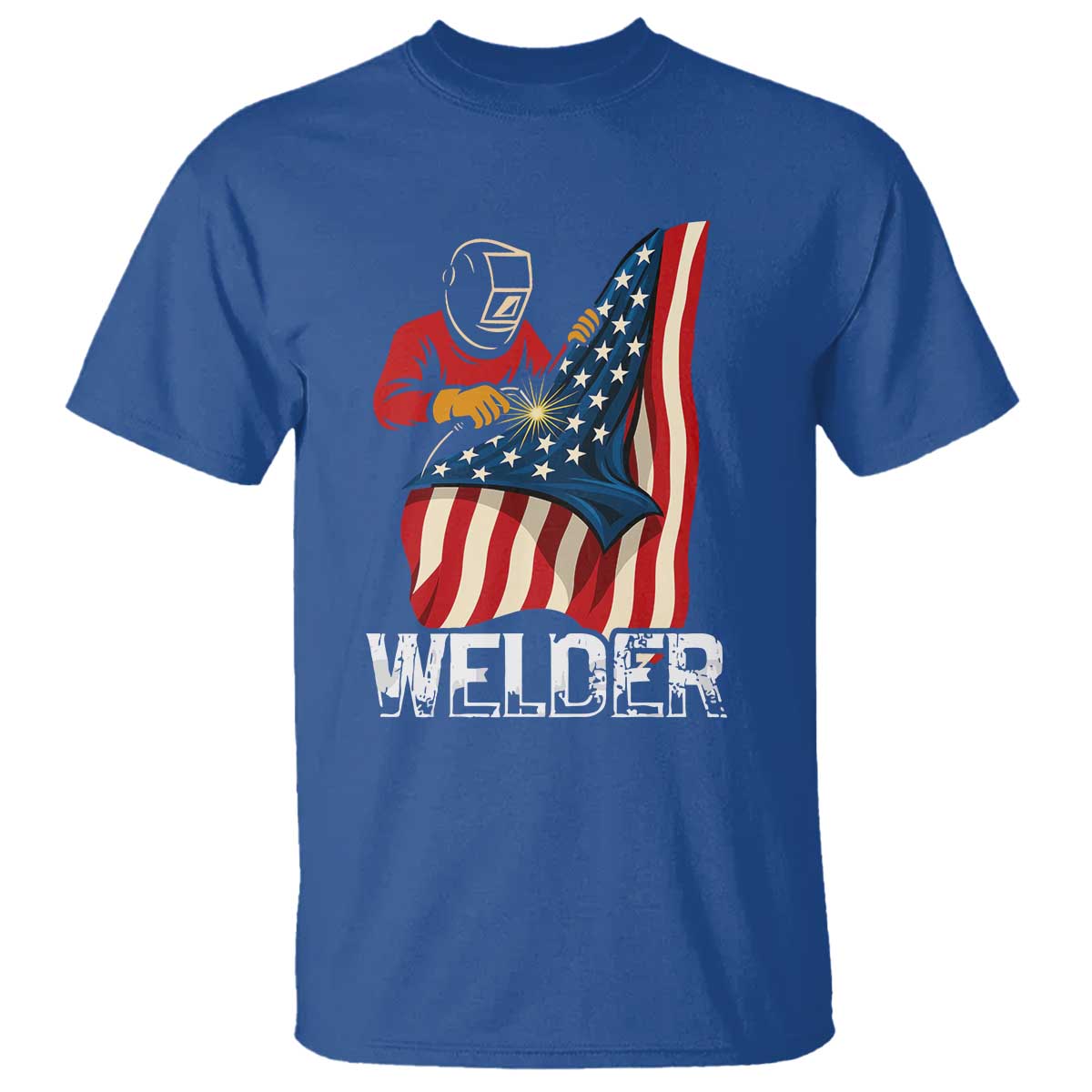 Welder Patriotic American Flag T Shirt - Wonder Print Shop