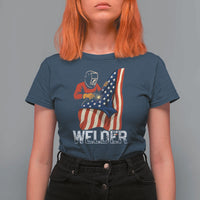 Welder Patriotic American Flag T Shirt For Women - Wonder Print Shop