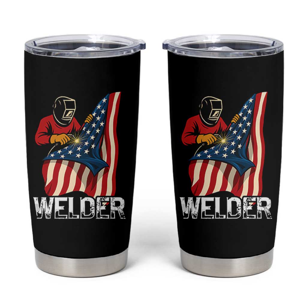 Welder Patriotic American Flag Tumbler Cup - Wonder Print Shop