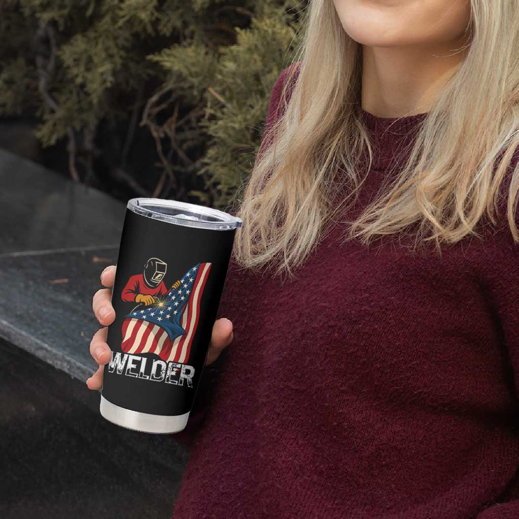 Welder Patriotic American Flag Tumbler Cup - Wonder Print Shop