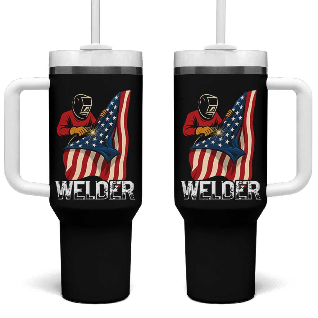 Welder Patriotic American Flag Tumbler With Handle - Wonder Print Shop