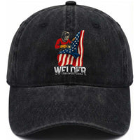 Welder Patriotic American Flag Washed Cotton Baseball Cap