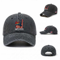 Welder Patriotic American Flag Washed Cotton Baseball Cap