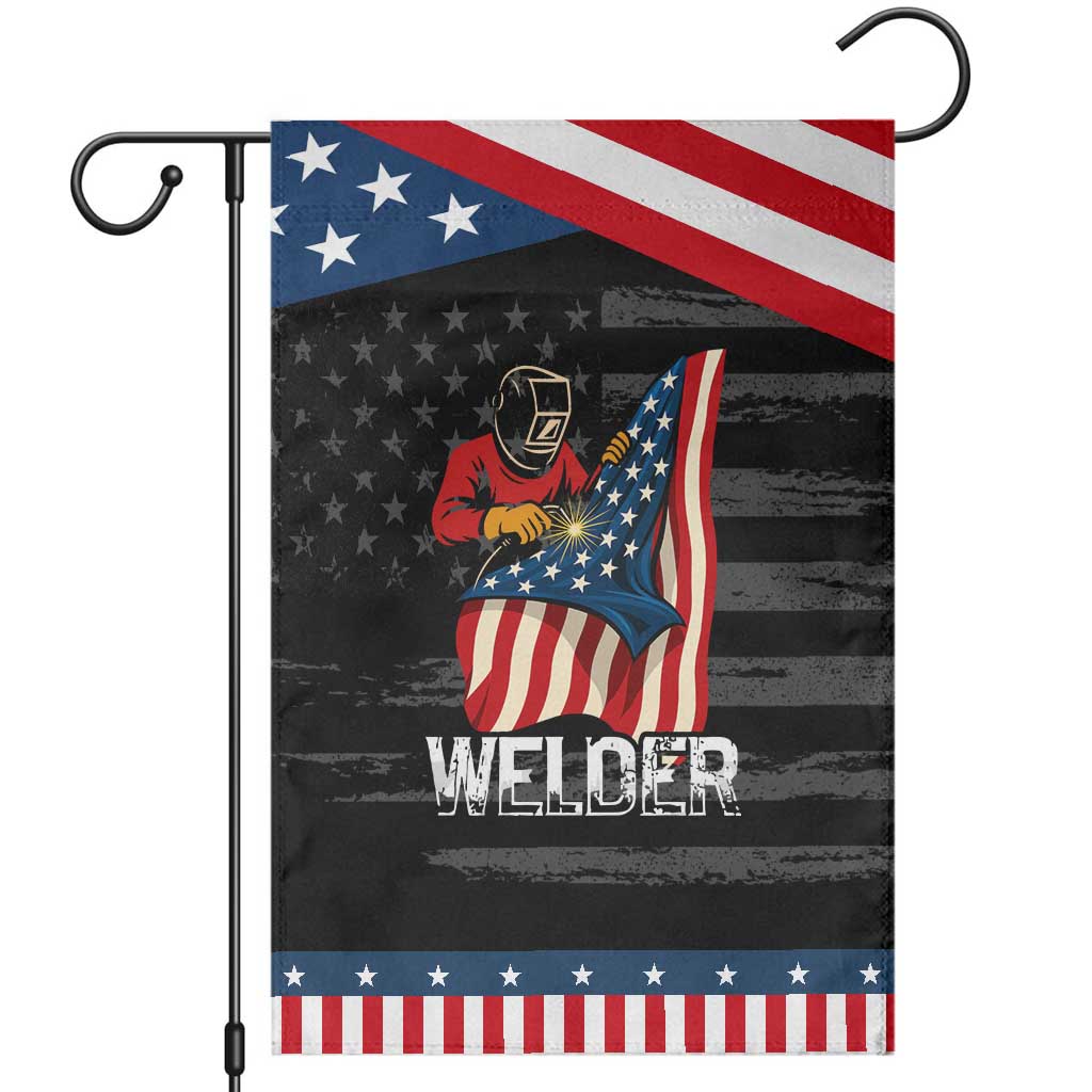 Welder Patriotic American Flag Garden Flag