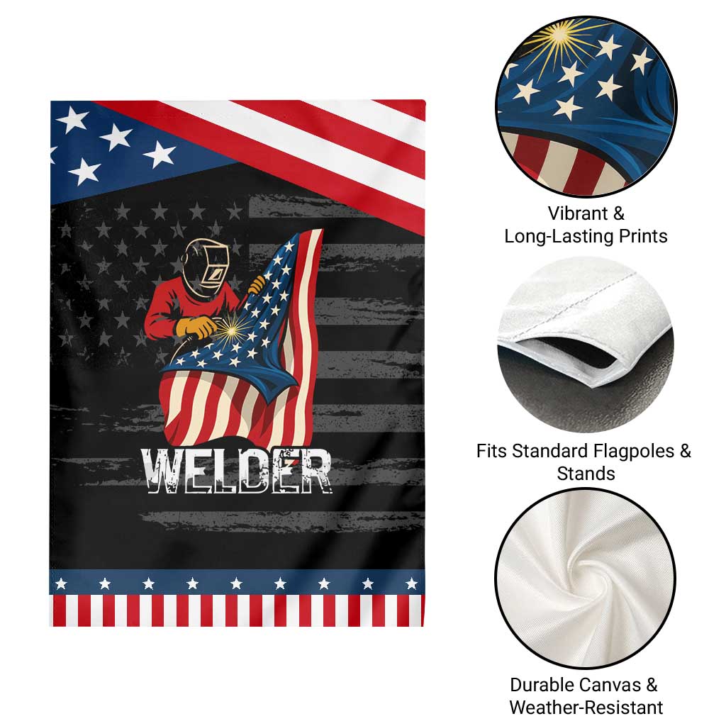 Welder Patriotic American Flag Garden Flag
