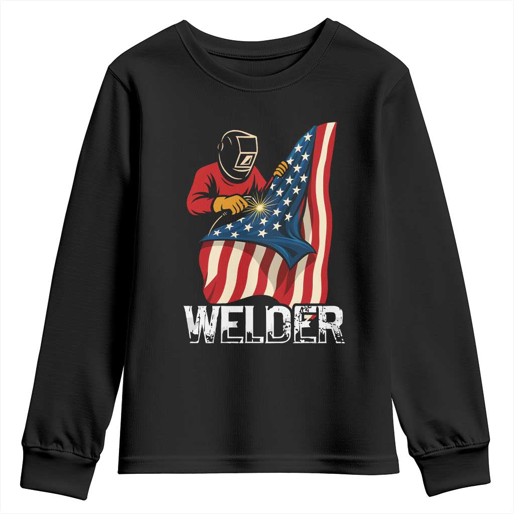 Welder Patriotic American Flag Youth Sweatshirt - Wonder Print Shop