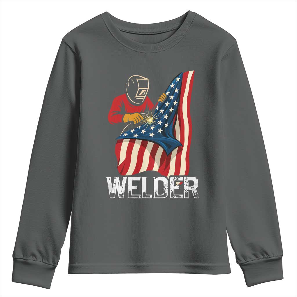 Welder Patriotic American Flag Youth Sweatshirt - Wonder Print Shop