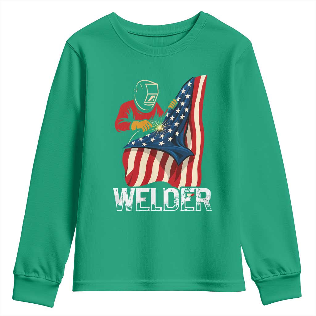 Welder Patriotic American Flag Youth Sweatshirt - Wonder Print Shop
