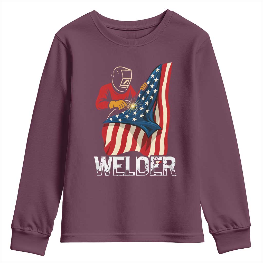 Welder Patriotic American Flag Youth Sweatshirt - Wonder Print Shop
