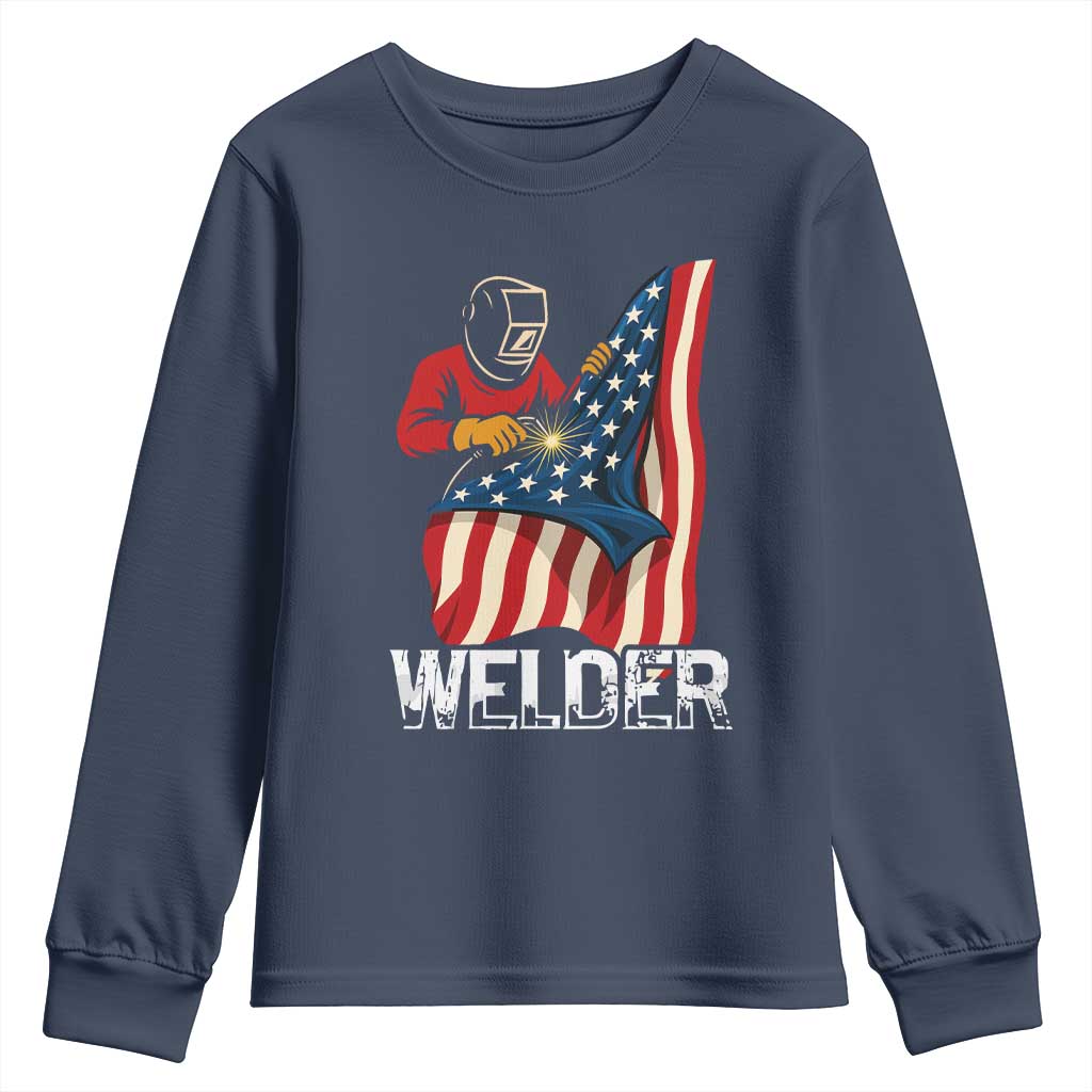 Welder Patriotic American Flag Youth Sweatshirt - Wonder Print Shop
