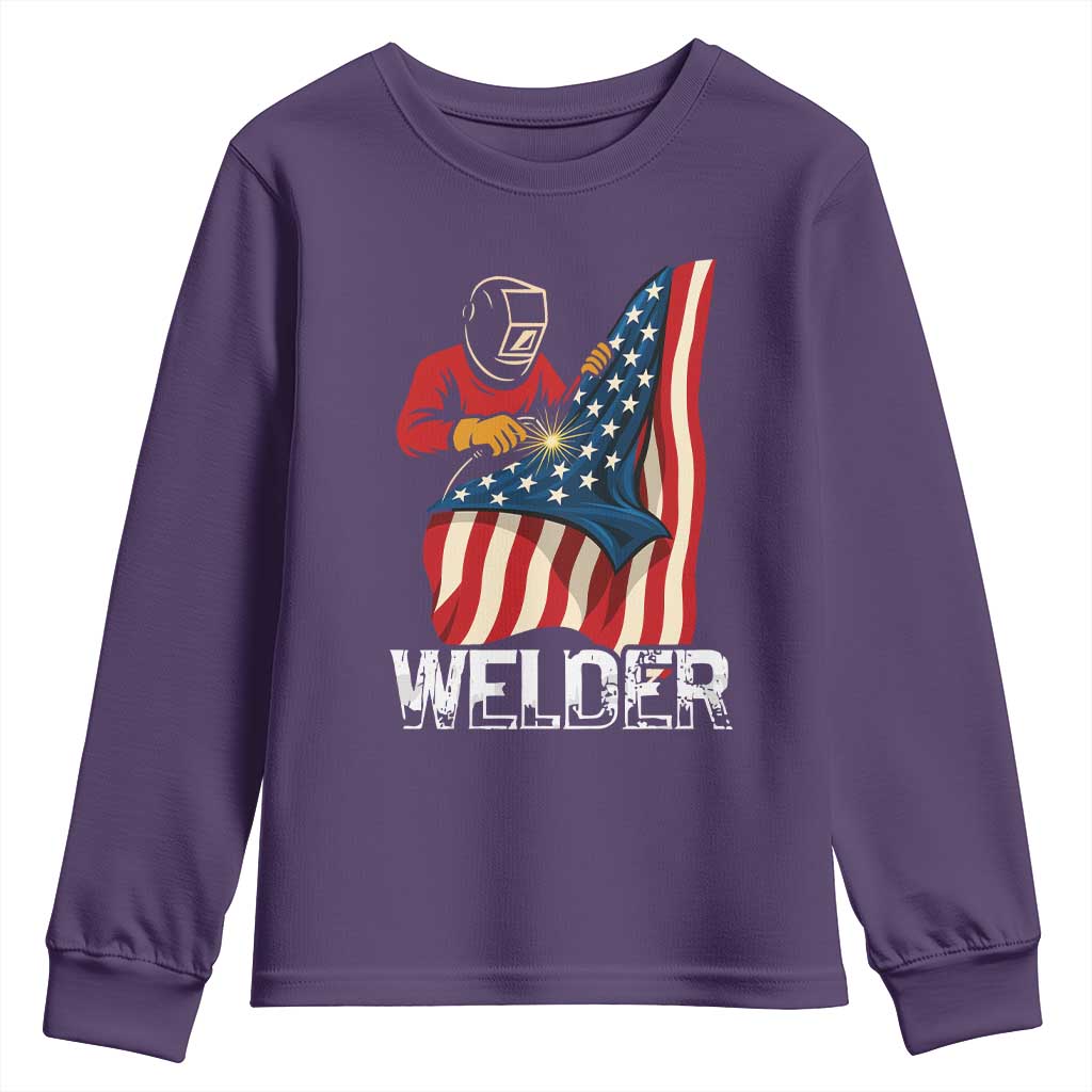 Welder Patriotic American Flag Youth Sweatshirt - Wonder Print Shop
