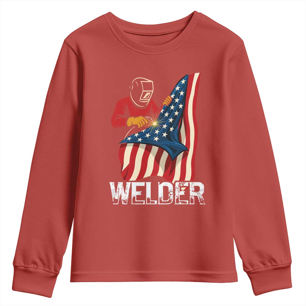 Welder Patriotic American Flag Youth Sweatshirt - Wonder Print Shop