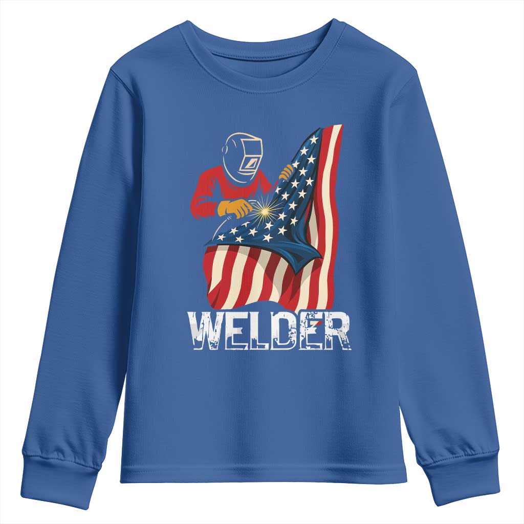 Welder Patriotic American Flag Youth Sweatshirt - Wonder Print Shop