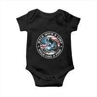 Walk With A Limp Weld Like A Pimp Baby Onesie Funny Welding Welder Patriotic American Flag - Wonder Print Shop
