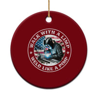 Walk With A Limp Weld Like A Pimp Ceramic Ornament Funny Welding Welder Patriotic American Flag - Wonder Print Shop