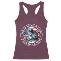 Walk With A Limp Weld Like A Pimp Racerback Tank Top Funny Welding Welder Patriotic American Flag - Wonder Print Shop
