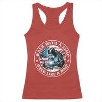 Walk With A Limp Weld Like A Pimp Racerback Tank Top Funny Welding Welder Patriotic American Flag - Wonder Print Shop