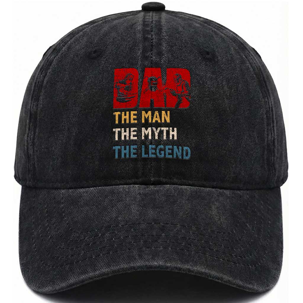 Dad The Man The Myth The Legend Washed Cotton Baseball Cap Funny Welder Welding