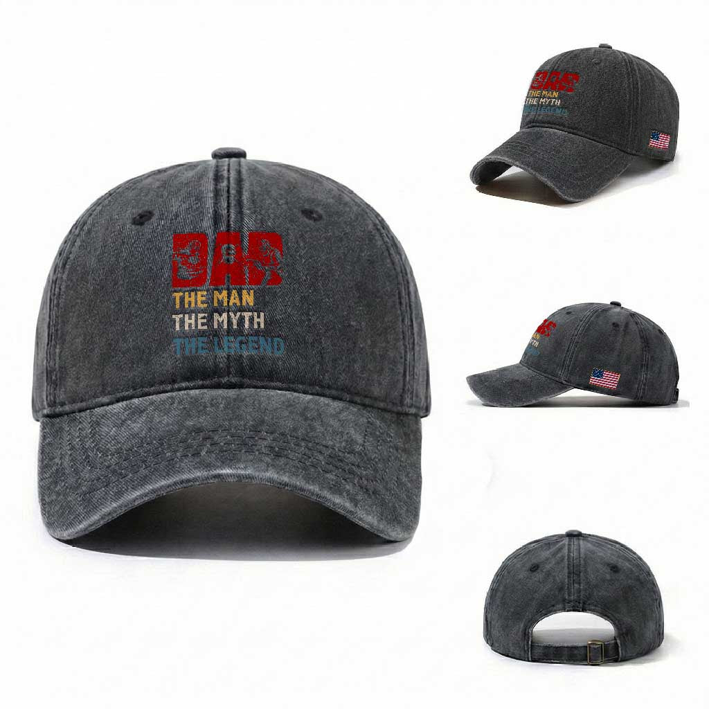 Dad The Man The Myth The Legend Washed Cotton Baseball Cap Funny Welder Welding