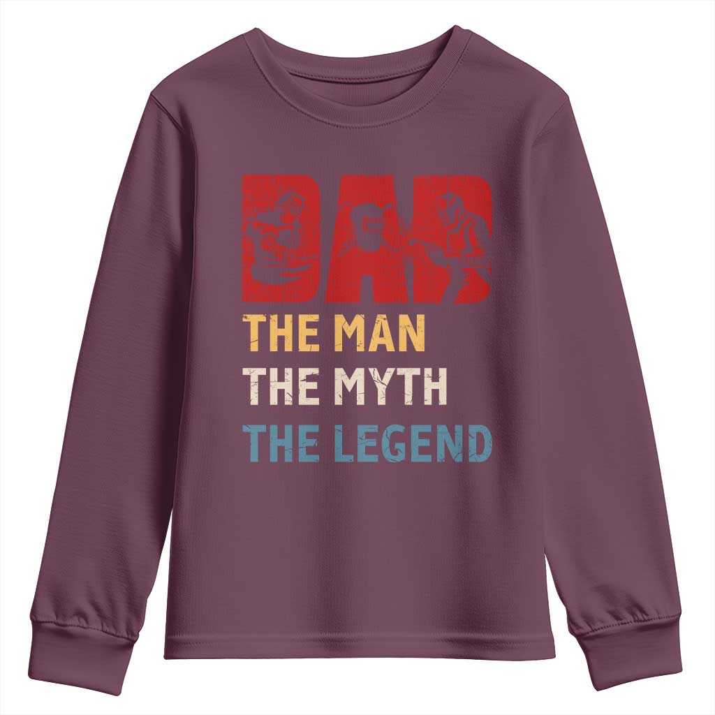 Dad The Man The Myth The Legend Youth Sweatshirt Funny Welder Welding - Wonder Print Shop