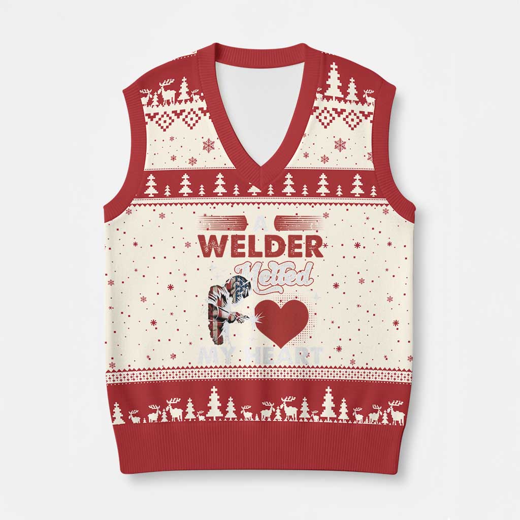 Funny Welding Welder Wife Girlfriend V-Neck Knit Sweater Vest - Wonder Print Shop