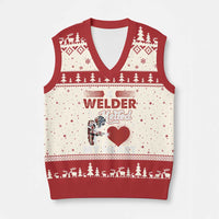Funny Welding Welder Wife Girlfriend V-Neck Knit Sweater Vest - Wonder Print Shop