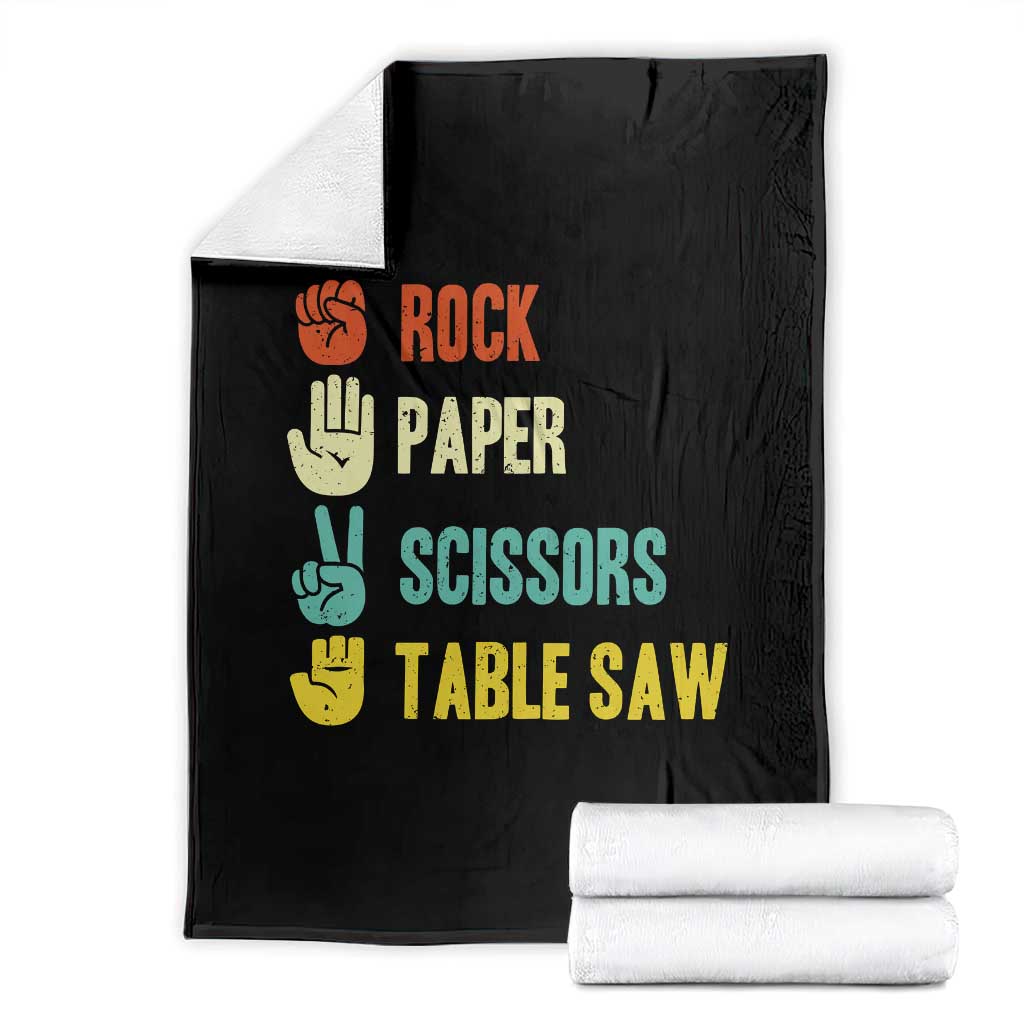 Funny Woodworker Throw Blanket Rock Paper Scissors Table Saw - Wonder Print Shop