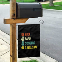 Funny Woodworker Garden Flag Rock Paper Scissors Table Saw - Wonder Print Shop