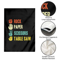 Funny Woodworker Garden Flag Rock Paper Scissors Table Saw - Wonder Print Shop