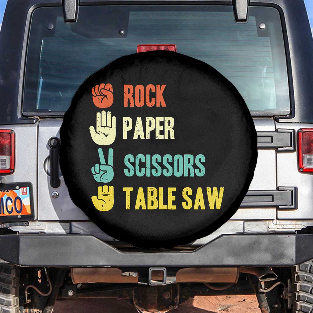 Funny Woodworker Spare Tire Cover Rock Paper Scissors Table Saw - Wonder Print Shop