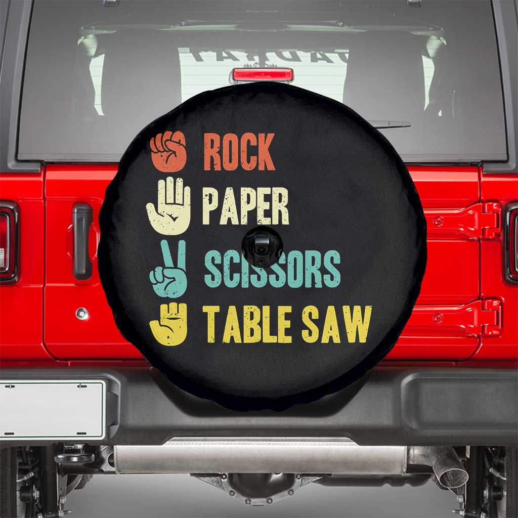 Funny Woodworker Spare Tire Cover Rock Paper Scissors Table Saw - Wonder Print Shop