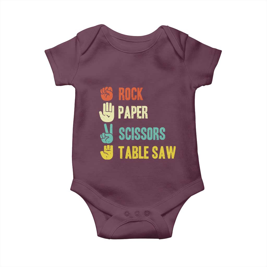 Funny Woodworker Baby Onesie Rock Paper Scissors Table Saw - Wonder Print Shop