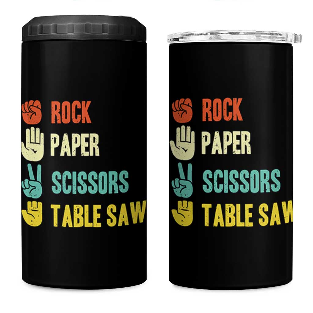 Funny Woodworker 4 in 1 Can Cooler Tumbler Rock Paper Scissors Table Saw - Wonder Print Shop