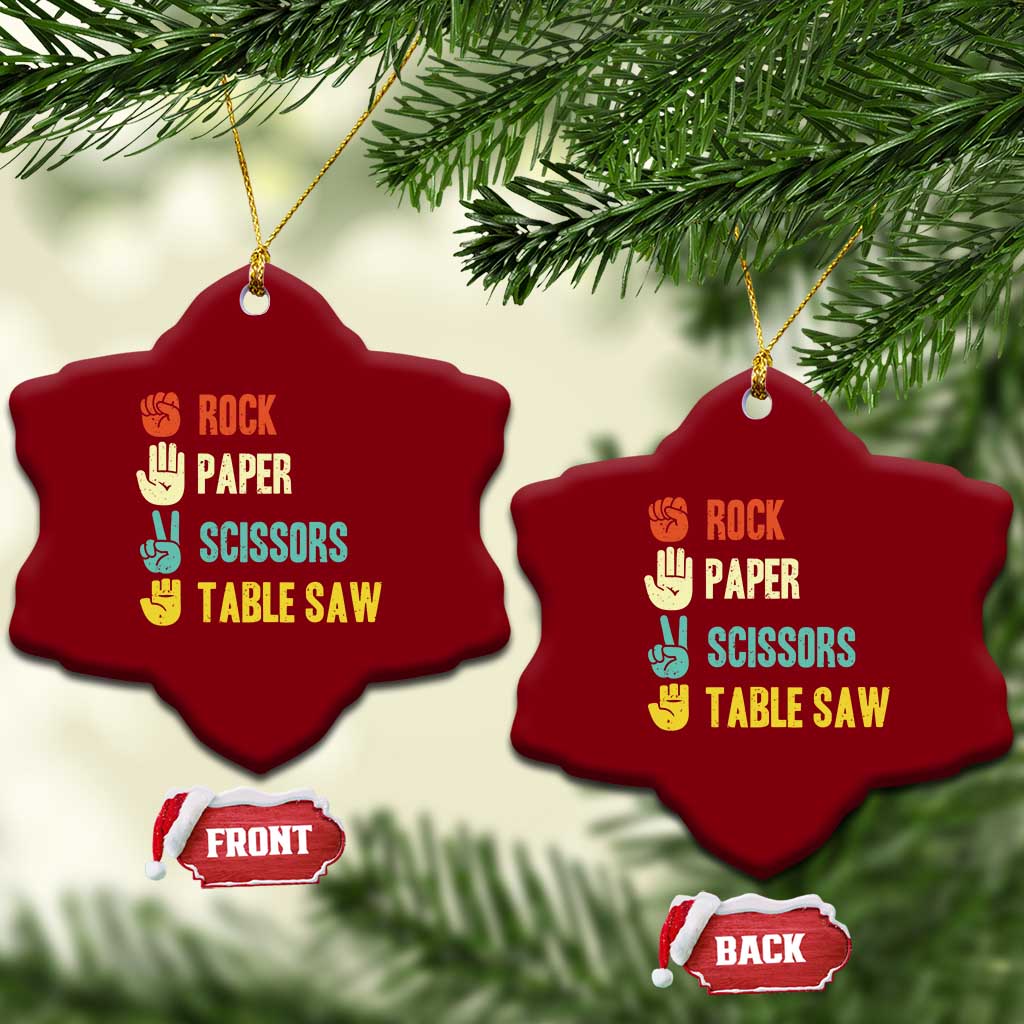 Funny Woodworker Ceramic Ornament Rock Paper Scissors Table Saw - Wonder Print Shop