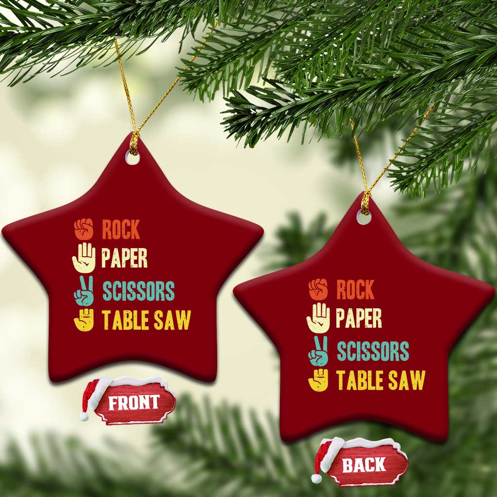 Funny Woodworker Ceramic Ornament Rock Paper Scissors Table Saw - Wonder Print Shop