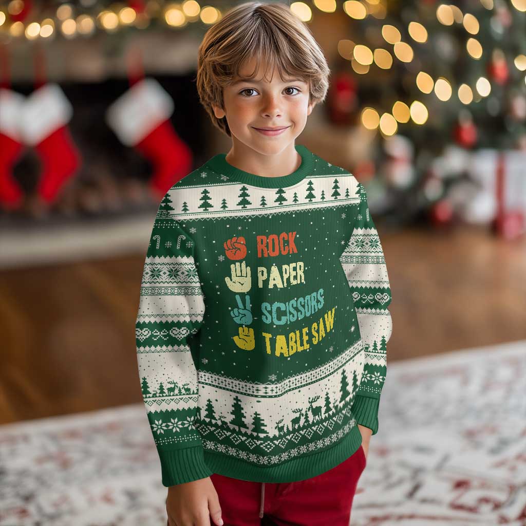 Funny Woodworker Ugly Christmas Sweater Rock Paper Scissors Table Saw - Wonder Print Shop