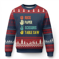 Funny Woodworker Ugly Christmas Sweater Rock Paper Scissors Table Saw - Wonder Print Shop