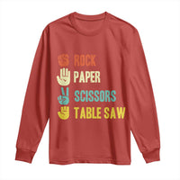 Funny Woodworker Long Sleeve Shirt Rock Paper Scissors Table Saw - Wonder Print Shop