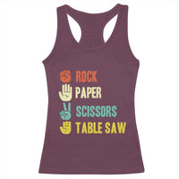 Funny Woodworker Racerback Tank Top Rock Paper Scissors Table Saw - Wonder Print Shop