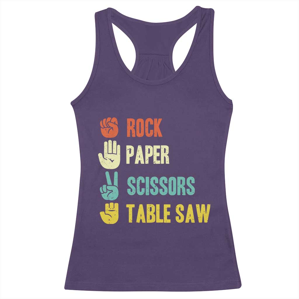 Funny Woodworker Racerback Tank Top Rock Paper Scissors Table Saw - Wonder Print Shop