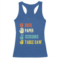 Funny Woodworker Racerback Tank Top Rock Paper Scissors Table Saw - Wonder Print Shop