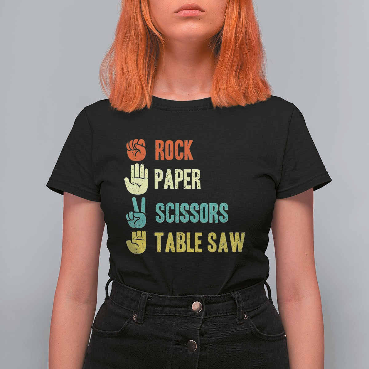 Funny Woodworker T Shirt For Women Rock Paper Scissors Table Saw - Wonder Print Shop