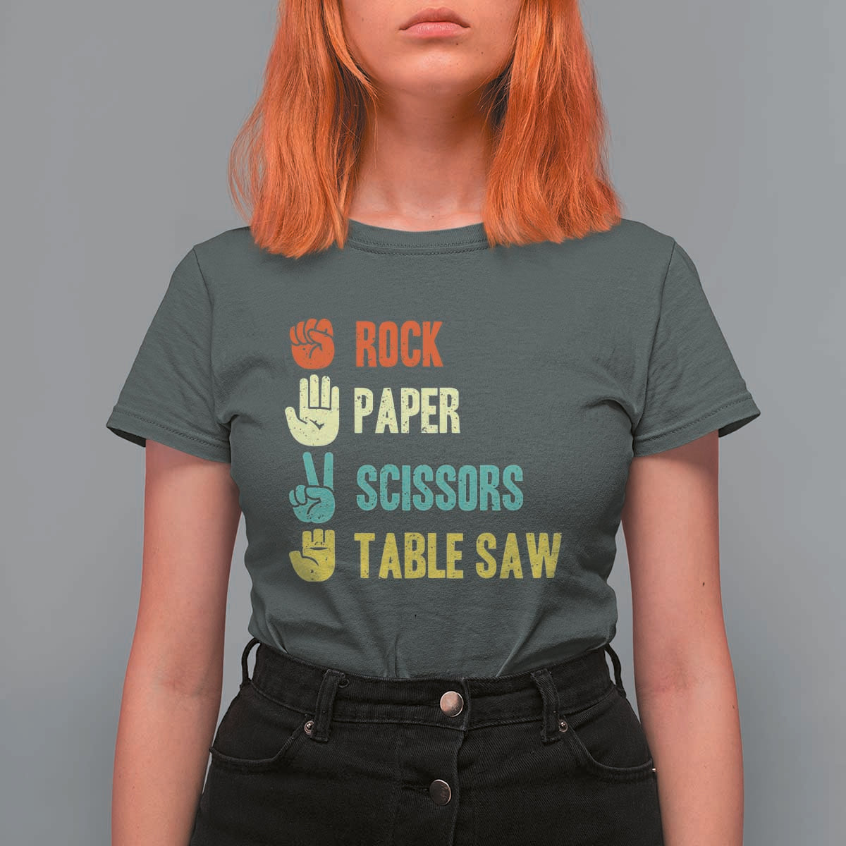Funny Woodworker T Shirt For Women Rock Paper Scissors Table Saw - Wonder Print Shop