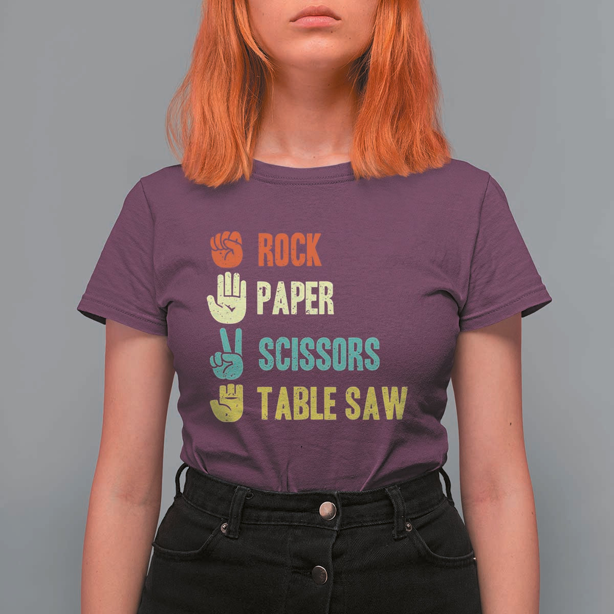 Funny Woodworker T Shirt For Women Rock Paper Scissors Table Saw - Wonder Print Shop