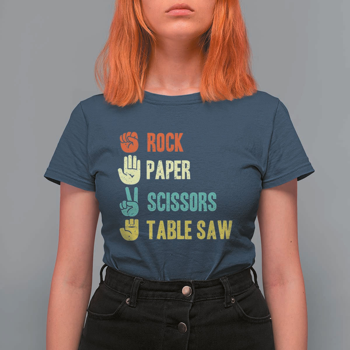 Funny Woodworker T Shirt For Women Rock Paper Scissors Table Saw - Wonder Print Shop