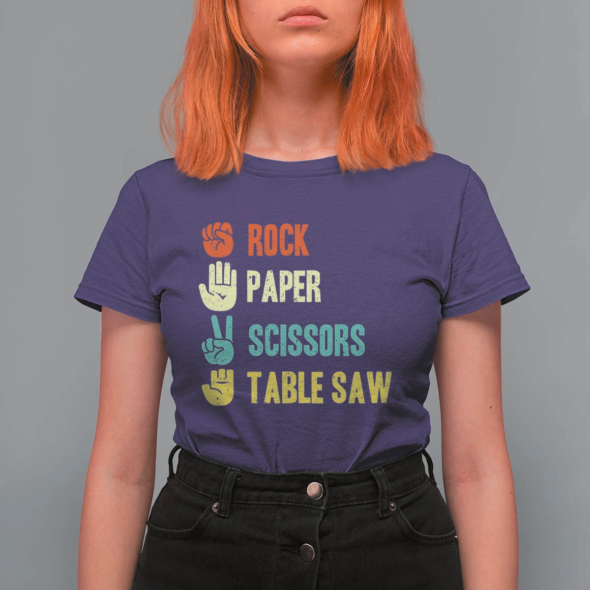 Funny Woodworker T Shirt For Women Rock Paper Scissors Table Saw - Wonder Print Shop