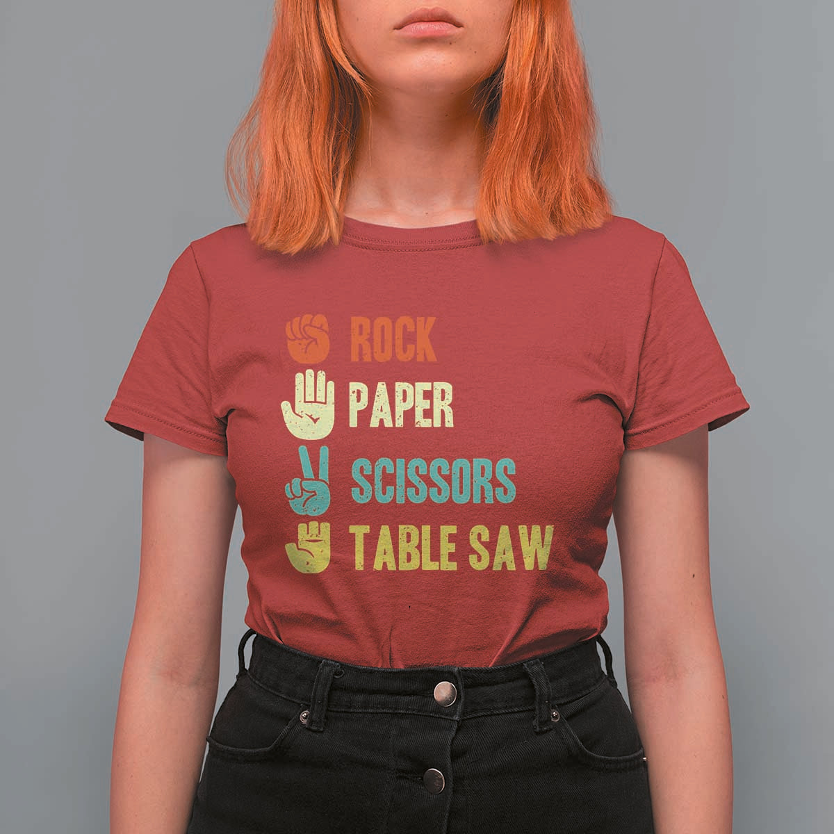 Funny Woodworker T Shirt For Women Rock Paper Scissors Table Saw - Wonder Print Shop